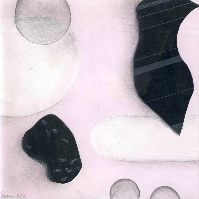 © Miriam Eva Hofmann, Abstract #9, Acryl, Collage, Graphit, 2020, 17x17cm