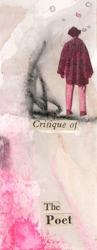 © Miriam Eva Hofmann, critique of the poet, Acryl und Collage, 2021, 9x3,5cm