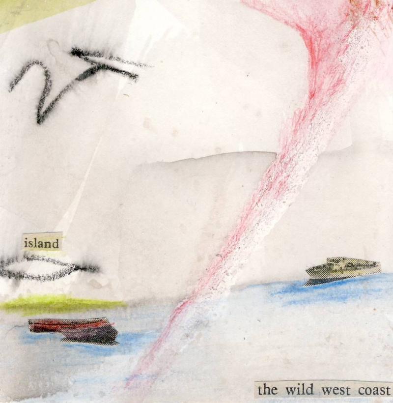 © Miriam Eva Hofmann, the wild west coast, acryl und collage auf Papier, 8,5x8,5cm